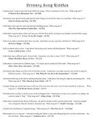 Precious Primary Primary Song Riddles Lds Primary Singing Time Primary Songs Primary Singing Time