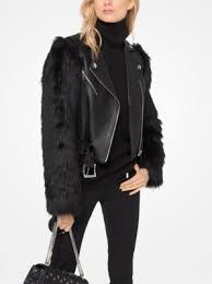 Faux Fur And Leather Moto Jacket Michael Kors Coats Jackets Women Coats For Women Moto Jacket Outfit