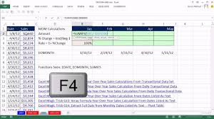 Excel Magic Trick 1065 Sumifs Month Over Month Sales Calculations From Transactional Data Set Excel Magic Tricks Data