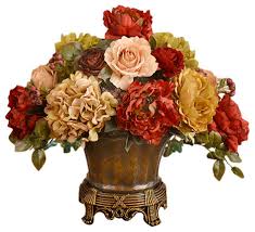 Shop for silk artificial hydrangeas arrangements & artificial hydrangea flower arrangements that will mark the importance of any occasion. Garnet Peony And Hydrangea Silk Floral Centerpiece Traditional Artificial Flower Arrangements By Floral Home Decor Houzz