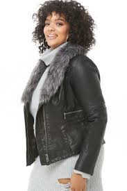 Plus Size Faux Leather Fur Collar Jacket Forever 21 Womens Maternity Dresses Plus Size Outfits Plus Size Ivory Dresses