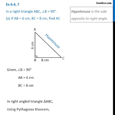 Solve the right triangle abc if angle a is 36°, and side c is 10 cm. Ex 6 4 7 In A Right Triangle Abc Angle B 90 A If Ab 6 Cm