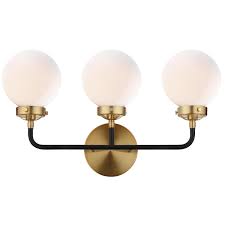 Black And Brass Wall Sconce Jonathan Y Caleb 3 Light 22 In Brass Gold Black Wall Sconce Jyl9058b In 2020 Black Wall Sconce Energy Efficient Light Bulbs Sconces