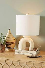 Metal accents in an antique brass finish. Mesa Ceramic Table Lamp Anthropologie