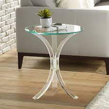 Felicity 18 Wide Glass And Clear Acrylic Round Accent Table 9t049 Lamps Plus In 2021 Round Accent Table Glass Accent Tables Accent Table