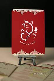 Rupal Tien Ganesh And Double Happiness Invitations Gourmet Invitations Chinese Wedding Invitation Card Indian Wedding Invitation Cards Fusion Wedding Invitations