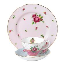 To cover the surface material of an object with a thin coat of another. Royal Albert 40034973 Modern Vintage Collection Teacup Saucer Plate Pink Blue White Buy Online In India At Desertcart In Productid 105976024