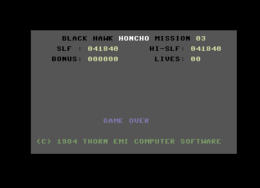 A bomb throwing mode, in which the player has to try to hit as many targets as possible and at the same time not let any enemies pass. Black Hawk C64 Wiki
