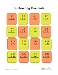 Decimal Subtraction Practice 1 Worksheet Education Com Subtracting Decimals Subtraction Practice Decimals