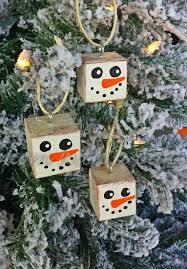 Wooden Snowman Ornament Rustic Snowmen 1 Square Wood Cubes Each Hand Painted And Dis Christmas Crafts Christmas Ornaments Homemade Christmas Ornament Crafts