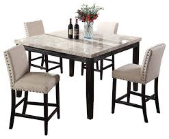 Casual country chic and a counter height dining table are a natural pairing. In Stock Celeste 5 Piece Faux Marble Antique Black Counter Height Set Transitional Dining Sets By Furniture Import Export Inc Houzz