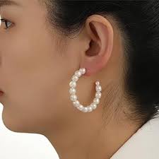 Imitation Pearl Hoop Earrings for Women