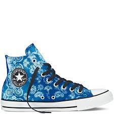 Black And Blue Converse High Tops Converse Chuck Taylor Bandana Print Hi Blue Converse Bandana Print Chucks Converse