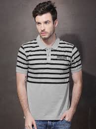 Black And Grey Striped Polo Shirt Roadster Grey Black Striped Polo Collar T Shirt Collar Tshirt T Shirt Mens Outfits