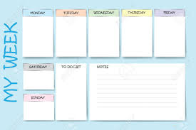 blue color weekly planner with a chart for notes and white charts