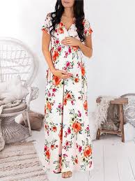 4.5 out of 5 stars. White Floral Print V Neck Short Sleeve Fashion Maternity Dress Maternity Dresses Women S Maternity