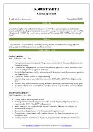 Medical coding resume format pdf. Coding Specialist Resume Samples Qwikresume