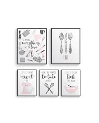 Funny Pink Gray Kitchen Wall Decor Pink Kitchen Wall Art Prints Set Kitchen Prints Pink Modern Home Decor Dining Room Decor Unframed Pink Kitchen Walls Pink And Grey Kitchen Pink
