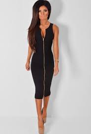 Aaliyah Black Zip Front Midi Dress Pink Boutique Dresses Midi Dress Plunge Bodycon Dress