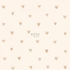 behang hartjes glanzend goud en beige behang meisjeskamer kinderbehang estahome hartjes behang meisjes slaapkamer behang babykamer behang