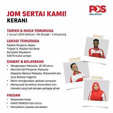 (i) ijazah sarjana muda pentadbiran perniagaan, logistik atau. Cara Memohon Jawatan Kosong Kerani Pos Malaysia