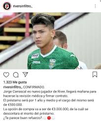 Kariyer sayfasında jorge andrés carrascal guardo isimli futbolcunun sezon bazında takımının yer almış olduğu turnuvalardaki maç, gol, asist, sarı kart, kırmızı kart, oyuna girme, oyundan alınma. Confirmado Jorge Carrascal Nuevo Refuerzo Cariverplate