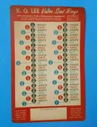 Details About Vintage K O Lee Company Valve Seat Rings Size Chart