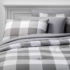 Black And White Buffalo Check Bedding Queen Full 7pc Printed Pattern Bedding Set Gray Buffalo Check Room Essentials Patterned Bedding Sets Bedding Sets Grey Patterned Bedding