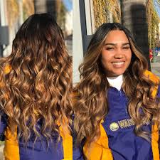 Black And Brown Ombre Sew In Swipe Left Before After Fullhead Sew In With Minimal Leave Out Custom Sandy Blonde Brown Color Her Blonde Hair Tips Blonde Tips Black Hair Inspiration