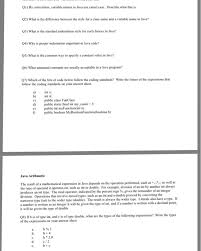 Java heavily uses camel case notations for naming the methods, variables etc. Solved Q1 By Convention Variable Names In Java Use Came Chegg Com