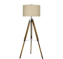 Fangio Lighting 61" Wood & Metal Tripod Floor Lamp with a Designer Shade  W-2027COF