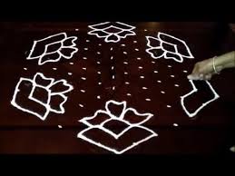 Simple Flowers Kolam With 15 8 Middle Chukkala Muggulu With Dots Rangoli Design Youtube Rangoli With Dots Rangoli Designs With Dots Rangoli Designs Images