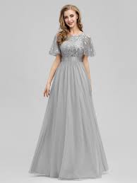 Women S A Line Short Sleeve Embroidery Floor Length Evening Dresses Prom Dresses Evening Dress Floor Length Grey Bridesmaid Dresses Long