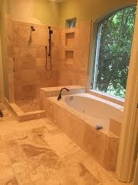 Do you assume travertine tile bathroom designs seems great? Travertine Bathroom Remodel In West Lake Hills Austin Tx Vintage Modern Design Build In Austin Texas