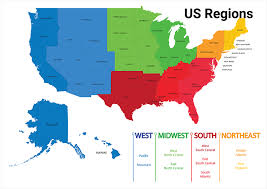 The united states is comprised of fifty states and a national capital district, as well as a number of territories and possessions around the world. Us Regions List And Map
