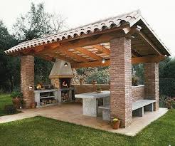 Bbq And Outside Lounge Rustic Pergola Patio Design Backyard Kitchen