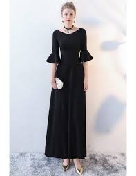 Elegant Ankle Length Black Formal Dress With Trumpet Sleeves Bls86033 Gemgrace Com