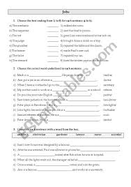 Jobs Esl Worksheet By Cidafonso