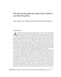 In fact, attachment research has shown that our attachment style with our own parents is . Pdf The Relationship Between Attachment Patterns And Parenting Stye Maria Ktistaki Academia Edu
