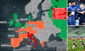 The la liga was founded in 1929 and the country in which all domestic games are played is spain, the confederation for this league is uefa and in total there are 20 individual football teams playing in that league, which is the number one level on the pyramid of leagues. Coronavirus Map How Is European Football Being Effected By Covid 19 Daily Mail Online