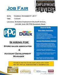 This Thursday November 9th 10am At Tcet Bramptonsouth Stop By The Ppg Dulux Hiring Event Hiring Store Sale Education And Training Job Fair Youth Programs