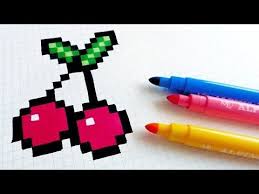 Handmade Pixel Art How To Draw Cherries Pixelart Youtube Pixel Art Easy Pixel Art Pixel Art Pattern