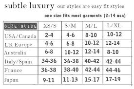 Size Chart Subtle Luxury