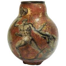Jean Leon Mayodon Centaurs Vase An Art Deco Enamel Stoneware Vase Signed Art Deco Antique Vase Vases For Sale