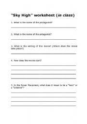 Watch sky high | full movie | disney+. English Worksheets The Movie Sky High Worksheet