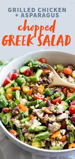 Grilled Chicken And Asparagus Chopped Greek Salad Recipe Healthy Salad Recipes Salad Greek Salad