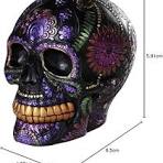 Pacific Giftware Day of The Dead Celebration Black Sugar Skull Floral  Design Collectible 6 Inch