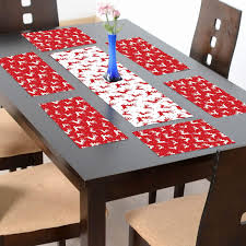 Get it as soon as tue, aug 3. Theyayacafe 6 Table Mats And Runner Set For Dining Table 1 Table Runner Canvas Cotton Fabric 12x48 Inches 6 Cotton Table Placemats Christmas Decorations Reindeer Xmas Table Mats Buy Online In