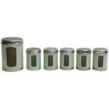 Architecture, form no longer followed function: 1950s Mid Century Modern Brabantia Six Piece Green French Kitchen Canister Set For Sale At 1stdibs