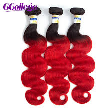 Brazilian hair can be dyed: Ccollege Brazilian Body Wave Ombre Hair Extensions Two Tone Human Hair Bundles Natural Black Red Remy Hair Weave Buy 3 4 Piece Quality Hair For All